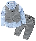 Bevalsaベビー服　男の子 フォーマルスーツ 上下セット キッズ 男の子 紳士服 シャツ ベスト パンツ 3点セット 長袖 赤ちゃん 幼児 出産祝い 結婚式 撮影 記念日 誕生日