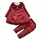 【ノーブランド品】 ベビー服 リボン付コート・ズボン ワイン 2点セット (85cm) [並行輸入品]