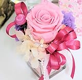 大輪ダイヤモンドローズ　 ガラスキューブアレンジ　花 誕生日　プレゼント　フラワーアレンジ　フラワーギフト 結婚祝い アレンジメント　御祝い (ピンク)