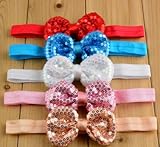 ヘッドアクセサリー ベビー 可愛いヘアバンド リボン付き 伸縮性 きらきら 21色 30点 【30点】