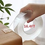 Double Sided Tape, Mounting Tape Heavy Duty, Nano Washable Reusable Clear Traceless Gel Grip Tape, Strong Sticky Removable Mo