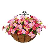 アートフラワー　バスケット/カゴセット　フェイクグリーン　造花　フラワーアレンジメント　人工観葉植物　壁掛け　インテリア　飾り付け　室内装飾　菊　ポトス　紫　ピンク　オレンジ　ブルー　プレゼント　ギフ