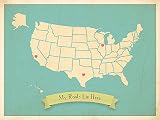 My Roots USA Personalized壁マップ、Kid 's USAマップ壁アート、子供の米国壁アート印刷、子どもの旅行USAマップ、カスタマイズマップ、保育園飾り、保育園壁アート、ヴィン