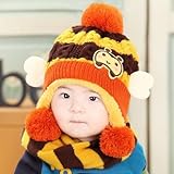 かわいいニット帽 ニット帽子 ベビー キッズ 赤ちゃん 子 子供用 男の子 女の子 兼用 防寒 防風　選べる4色 (イエロー2)