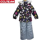 【品番】365-6260(花・ドット柄) キッズ・ジュニアスキーウエア 女の子 100cm BLACK×L.GRAY
