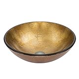 VIGO Liquid Gold Glass Vessel Bathroom Sink [並行輸入品]