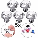 ILS - 5 pieces 30mm Diamond Crystal Glass Door Drawer Cabinet Furniture Handle Knobs