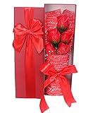 フラワーギフト ソープフラワー 母の日 入学 卒業 クリスマス 誕生日 など お祝い に バラ 花束 アレンジメント ( 赤 5本 )