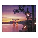 ダイヤモンドアート キット 厳島神社です 5Dモザイクアート 日本海岸のロマンチックな風景です ダイヤモンドペインティング ダイヤモンド塗装 全面貼り付けタイプ DIY・手作り絵画 手芸キット 芸術品 60×80cm