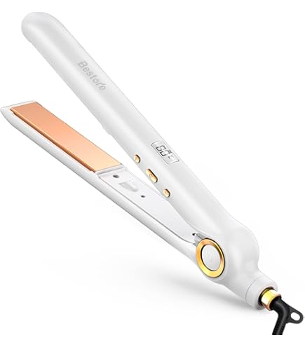 ホワイト ストレートヘアアイロン デジタル表示 ホワイト ストレート