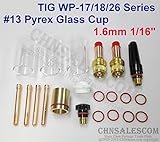 CHNsalescom 21個TIG溶接45V25ガスレンズ＃13パイレックスカップキットfor Tig WP-17/18/26 1/16" 1.6mm