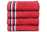 Trident 100%コーマ綿 (バス、ハンド&ウォッシュクロス) タオルギフトセット 4 Pack Wash Cloths レッド HSP04FT174