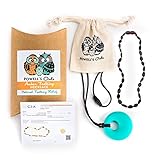 Baltic Amber Teething Necklace - Handmade in Lithuania - Lab-Tested Authentic - Comes with Silicone 