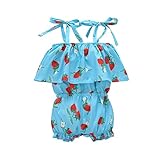 Cutelove 夏　コットン　カバーオール　女の子　新生児 　赤ちゃん　可愛い　いちご