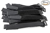 Pasow 50pcs 12 Inch AdjustableStrap Cable Ties Organizer Fastener with Plastic buckle 300 mm x 25 mm