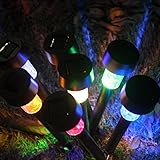 Jimeng　華やか5本セット　電気代0円♪ ステンレス製　防水　ソーラーLEDライト　自動点灯/自動消灯　電源不要　ガーデンライト　カラフル