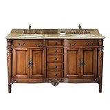 Ove Decors ChestnutダブルVanity with Granite Top inベージュwithホワイトBasin、60-inch by 22インチ