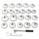 23Pcs Cup Type Aluminum Silver Oil Filter Wrench Removal Socket