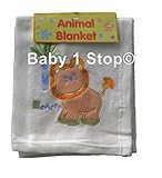 Baby Embroidered Soft Fleece Pram / Crib / Moses Basket Blanket Choice of LION or GIRAFFE Size Appro