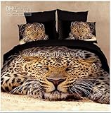 1 新しいフル / クイーン寝具キルト羽毛布団カバーのピース 4 PC 100 % 黄色の綿の茶色の Leopard を設定