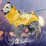 犬レインコート 犬用 ポンチョ ペットレインコートカッパ 雨合羽 防水 防雪 防塵 防風 小型犬 中型犬 大型犬 帽子付き 耐久性 通気 着脱簡単 快適 完全防水 多サイズ (18, イエロー)