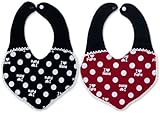 【I lovePaPa&Mama】アイラブパパ&ママドット&ロゴ柄ハート型スタイ ベビーフリー レッド