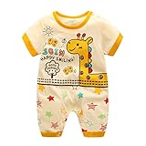 エルフ ベビー(Fairy Baby)ベビー服 半袖ロンパース 可愛いキリン柄 イエロー サイズ：70