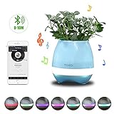 音楽植木鉢 植物ピアノ 植木鉢ライト 7色LEDライト スピーカー bluetooth ナイトライト ナイトランプ スマートタッチ 植物ランプ 音楽放送 USB充電式 ピアノを弾く植物（blue）