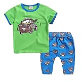 【SEBLES】ベビー 赤ちゃん キッズ 男の子 半袖 Tシャツ ズボン セット コットン 綿 カジュアル わんぱく 元気 春 夏 キャラクター プリント 柄物(タイプD,130cm)