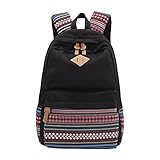 Abshoo Causal Lightweight Canvas Cute School Bookbags Backpacks for Girls (Black) [並行輸入品]