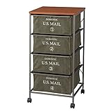 マルチ収納チェスト/収納ワゴン 【4段 グリーン】 幅43cm キャスター付き スチール 『USメール』 MIP-374GR