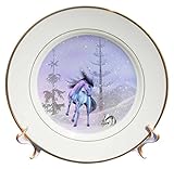 CP _ 202481 Renderly Yours冬とクリスマス – White Horse and Snowy Rabbit Playing In冬 – プレート 8" cp_202481_1