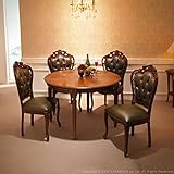 イタリア製 象嵌細工 ダイニング5点セット テーブル＋革張りチェア4脚 f-mby-42200135 ブラウン色 ■組立設置致します。