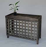 エアコン室外機カバー匠・縦横格子（色：ブラウン）ヒバ材・木製【大型対応】