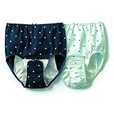 産褥ショーツ ２色セット ネイビー・サックス（ボタン柄） サイズ：Ｌ