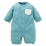 西松屋 [CHチェロキー] 胸ポケット付きニットキルト長袖コンビドレス（クマ総柄） 【新生児50-60cm】　ターコイズ