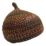 やわらか どんぐり帽子 手編み の かわいい グラデーション タイプ ベビー から 大人 まで (04 【 ブラウン M 】)