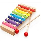 Ajusen 木のおもちゃ ハンドノック木琴 オクターブ カラー 認識 子供 知育玩具