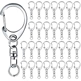 Evergarden キーホルダー 金具 シルバー 30個セット 回転カン付き マルカン付き ワンタッチキーホルダー レジン キーホルダーパーツ (キーホルダー金具 シルバー)