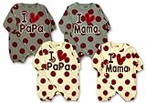 (アイラブパパ&ママ)I lovePaPa&Mama 水玉柄 ハートアップリケ付き スムス綿 ちびオール カバーオール ロンパース 70cm ママ杢グレー