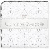 SwaddleDesigns Ultimate Swaddle Blanket, Made in USA, Premium Cotton Flannel, Sterling Sparklers