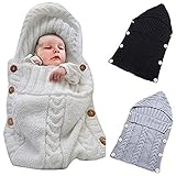 oenbopo ベビー用寝袋 赤ちゃん用おくるみ ニット製 ボタン付き 肌触りいい 出産祝い 記念撮影 ギフトにも大人気 (ホワイト)