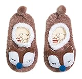 (ビグッド)Bigood かわいい ベビー 赤ちゃん もこもこ 暖かソックス 靴下 アニマル ルームシューズ ファーストシューズ 滑り止め 室内 出産祝い（ブラウンM）