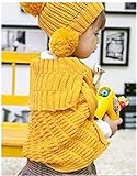 Candykids ベビー ニット 帽子 ケープ ボンボン 子供  ベビー くまさん付き ケープ ボンボン ニット 帽子 セット  防寒 (ピンク)