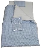 日本製 洗えるWガーゼ ミニ布団 6点セット 先染めギンガム (サックス) 60×90cm ベビーベッド用 ミニサイズ ふとんセット ブルー