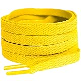 [HIGH FIVE] 靴紐 シューレース 平紐 100cm 120cm 140cm 160cm 無地 スニーカー ローカット ハイカット カラフル SHOELACES 2本セット 140cmイエロー