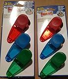 Power Food Bag Clips Power Spring Loaded Clips - 2 Packages for 6 Total, 2-Blue, 2-Red, 2-Green by G