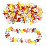 Hommy ハワイのビーチの花輪の12輪 多色 ハワイのビーチパーティー 花の花輪の首飾りレイ (カラー)