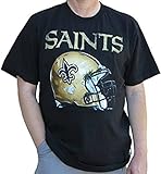 新しいOrleans Saints大人用スモールヘルメットロゴ半袖シャツ – ブラック&ゴールド