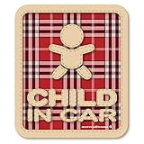【マグネット】チェック柄 CHILD IN CAR チャイルドインカー マグネットステッカー（レッド） 子供が乗ってます チャイルドinカー